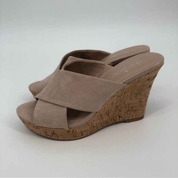 Charles David Cream Synthetic Wedges | High Heel Open Toe - Picture 2 of 7